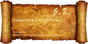 Javorszki Klára névjegykártya